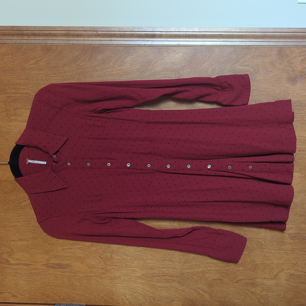 Free People Polka Dot button down Tunic XS